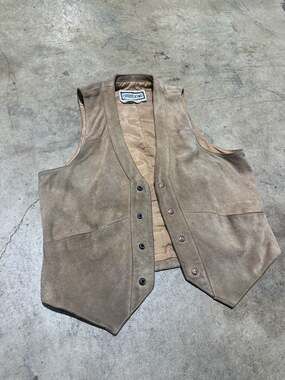 Chess King Suede Leather Vest Size XL Brown Western
